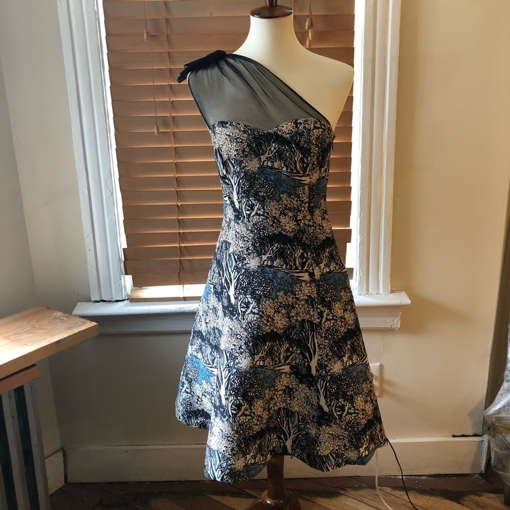 Anthropologie floral One Shoulder Dress